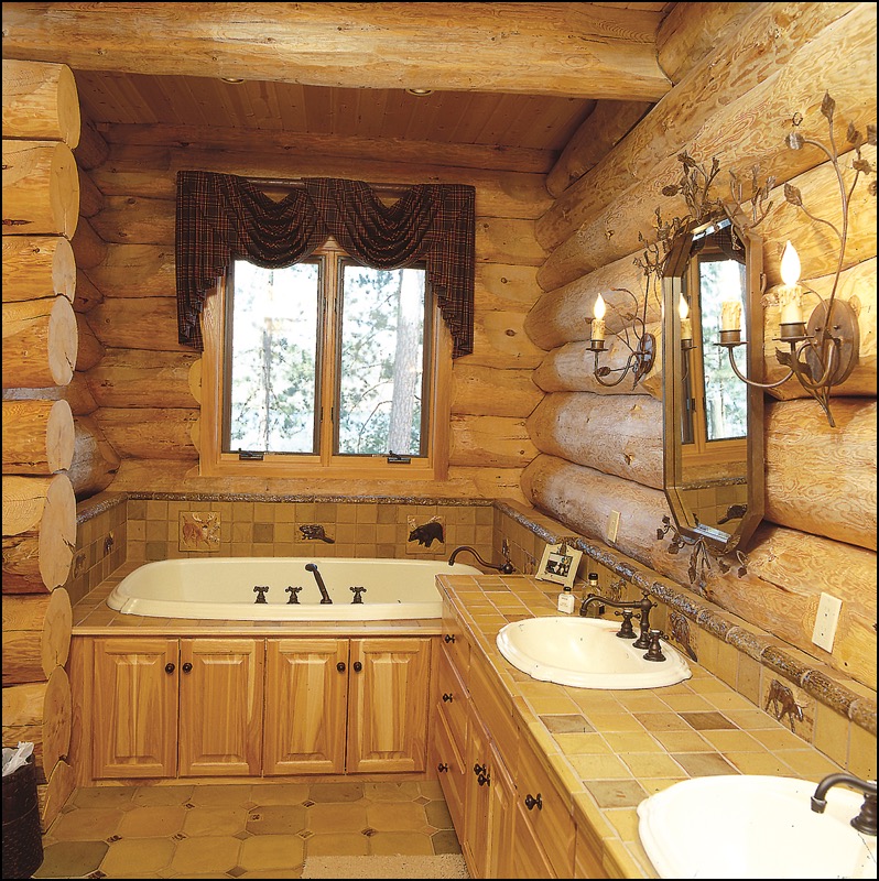 Luxury Log Home Master Bathroom Anderson Hammack Construction