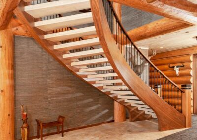 Beautifully hand crafted wooden staircase