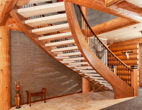 Beautifully hand crafted wooden staircase