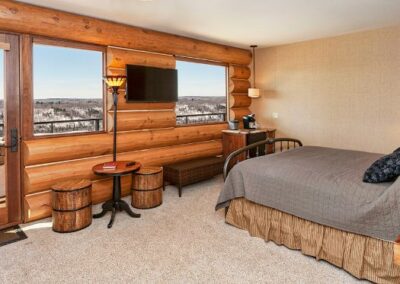 Log Cabin Lodge Bedroom Overlooking Ski Resort