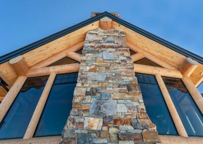 Hand Crafted Stone Fireplace Stack Exterior Detail
