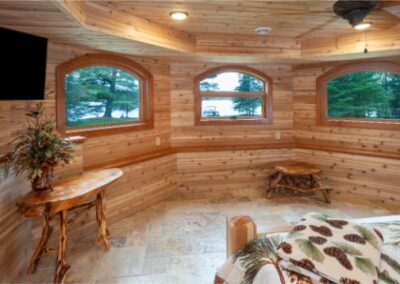 Beautiful Custom Woodwork With Three Window Room