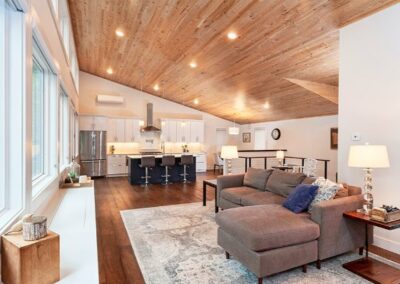 Custom Wood Ceiling With Modern Lighting