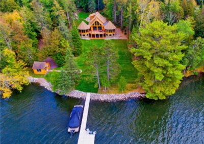 Log Cabin On Lake With Dock and Landing