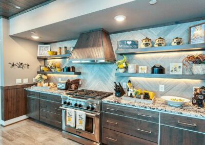 Open Kitchen Shelves Custom Stove Hood