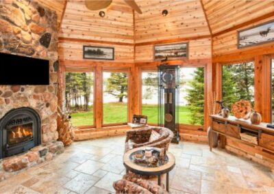 Wooden Octagon All Season Porch With Fireplace